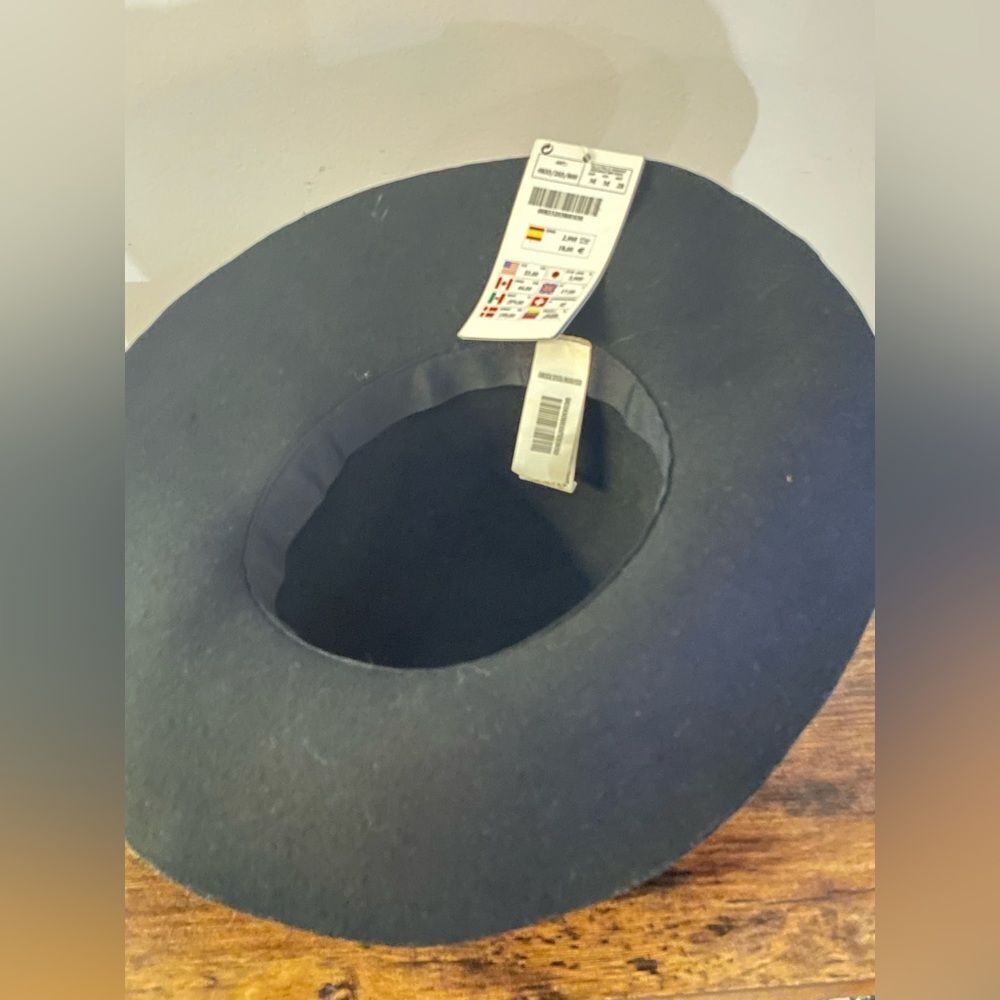 NWT Zara Black Wool Floppy Hat - Picture 3 of 9